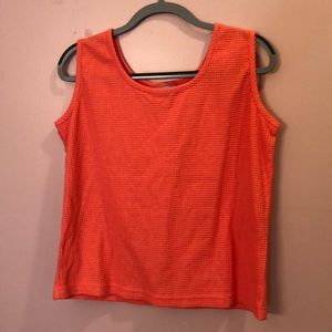 Blair Coral Orange Waffle Textured Tank Top Size L